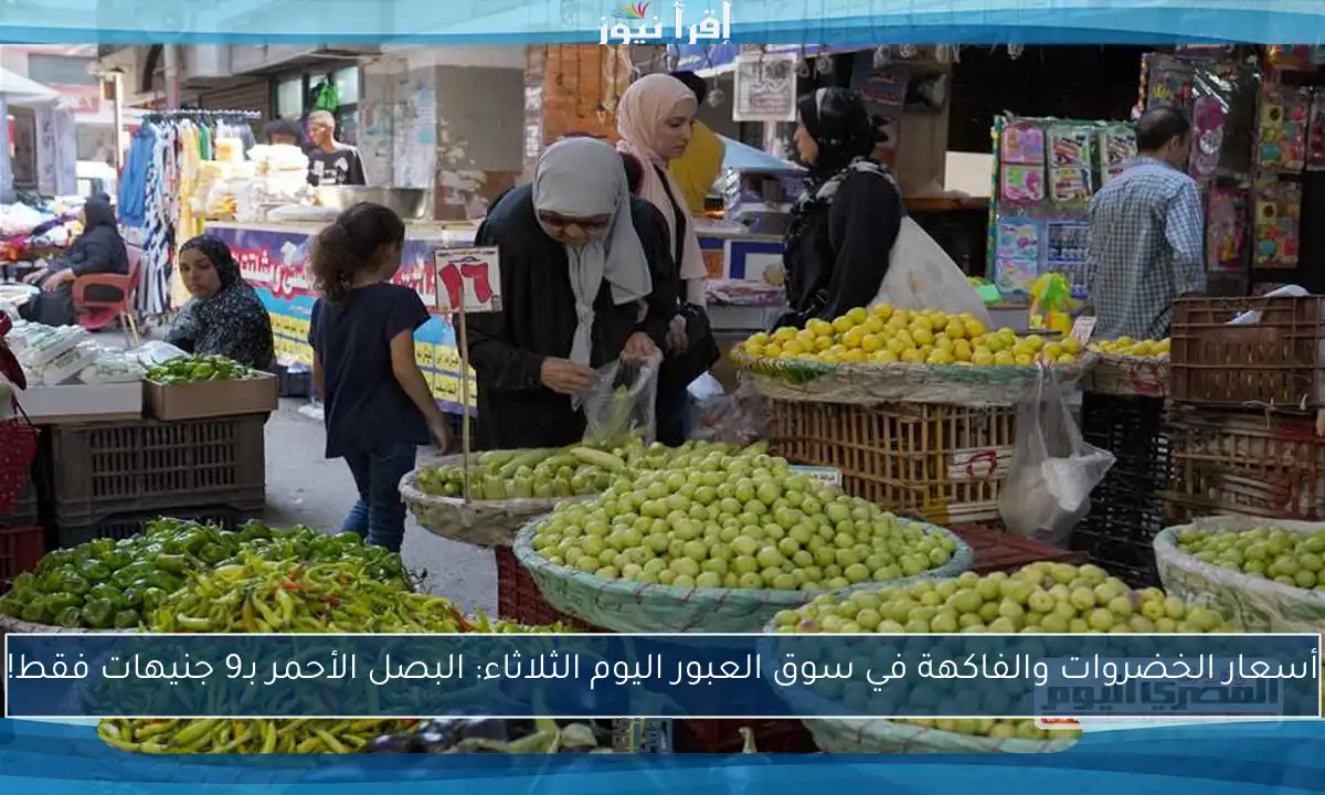 أسعار الخضروات والفاكهة في سوق العبور اليوم الثلاثاء: البصل الأحمر بـ9 جنيهات فقط!