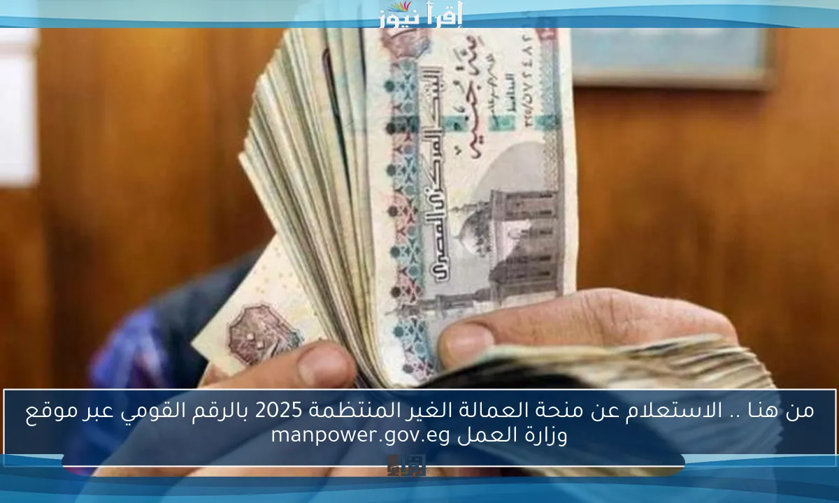 من هنـا .. الاستعلام عن منحة العمالة الغير المنتظمة 2025 بالرقم القومي عبر موقع وزارة العمل manpower.gov.eg