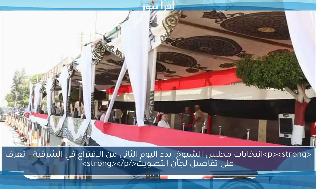 <p><strong>انتخابات مجلس الشيوخ: بدء اليوم الثاني من الاقتراع في الشرقية – تعرف على تفاصيل لجان التصويت</strong></p>