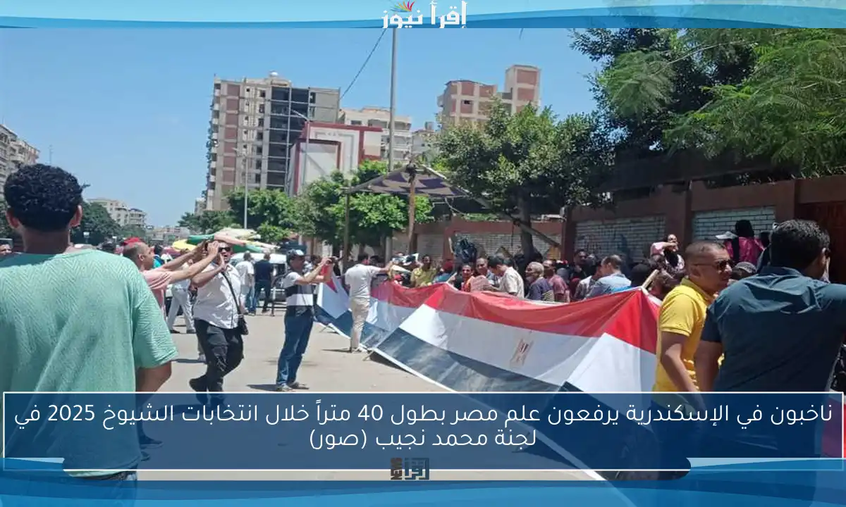 ناخبون في الإسكندرية يرفعون علم مصر بطول 40 متراً خلال انتخابات الشيوخ 2025 في لجنة محمد نجيب (صور)